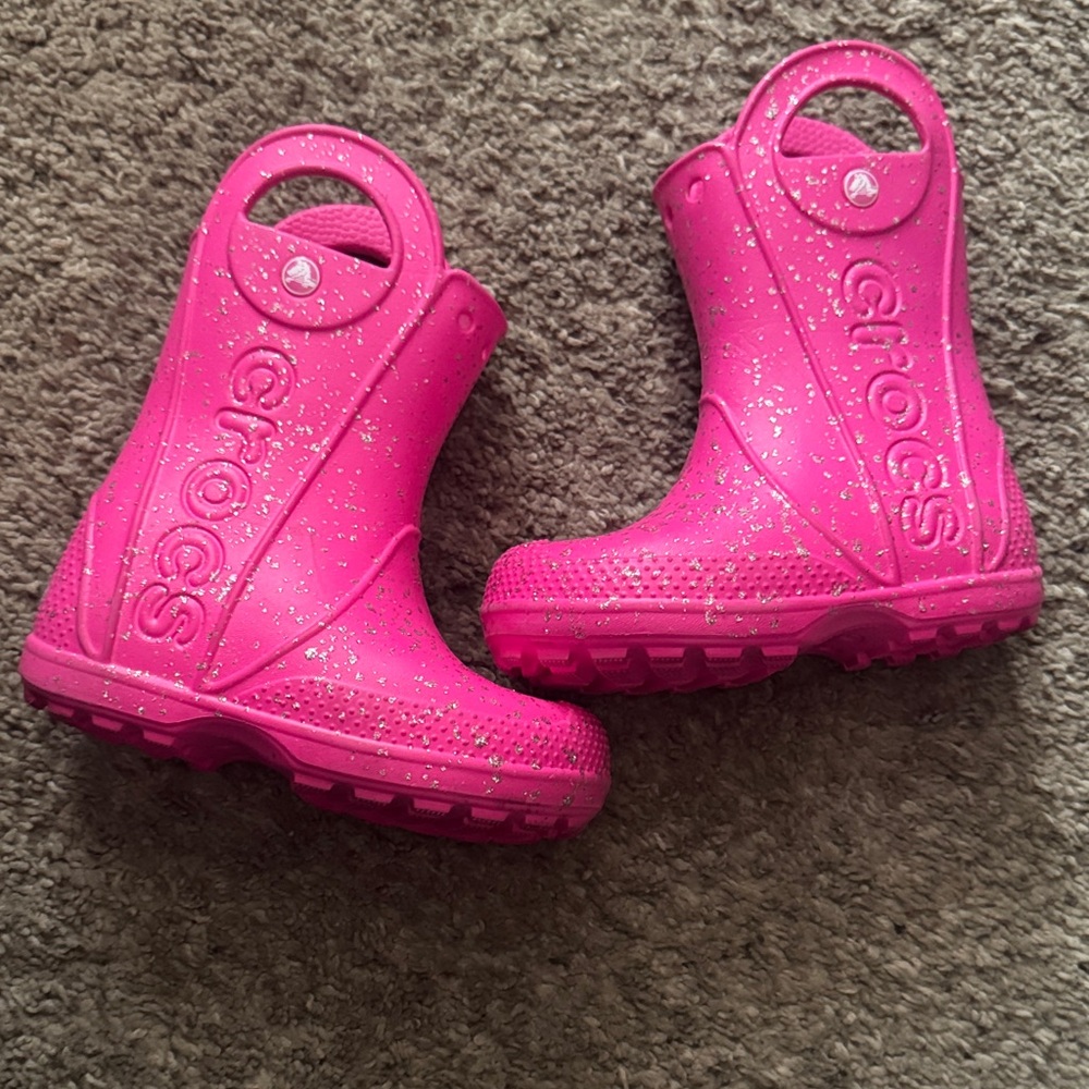 CROCS Kids Sparkly Pink Boots
